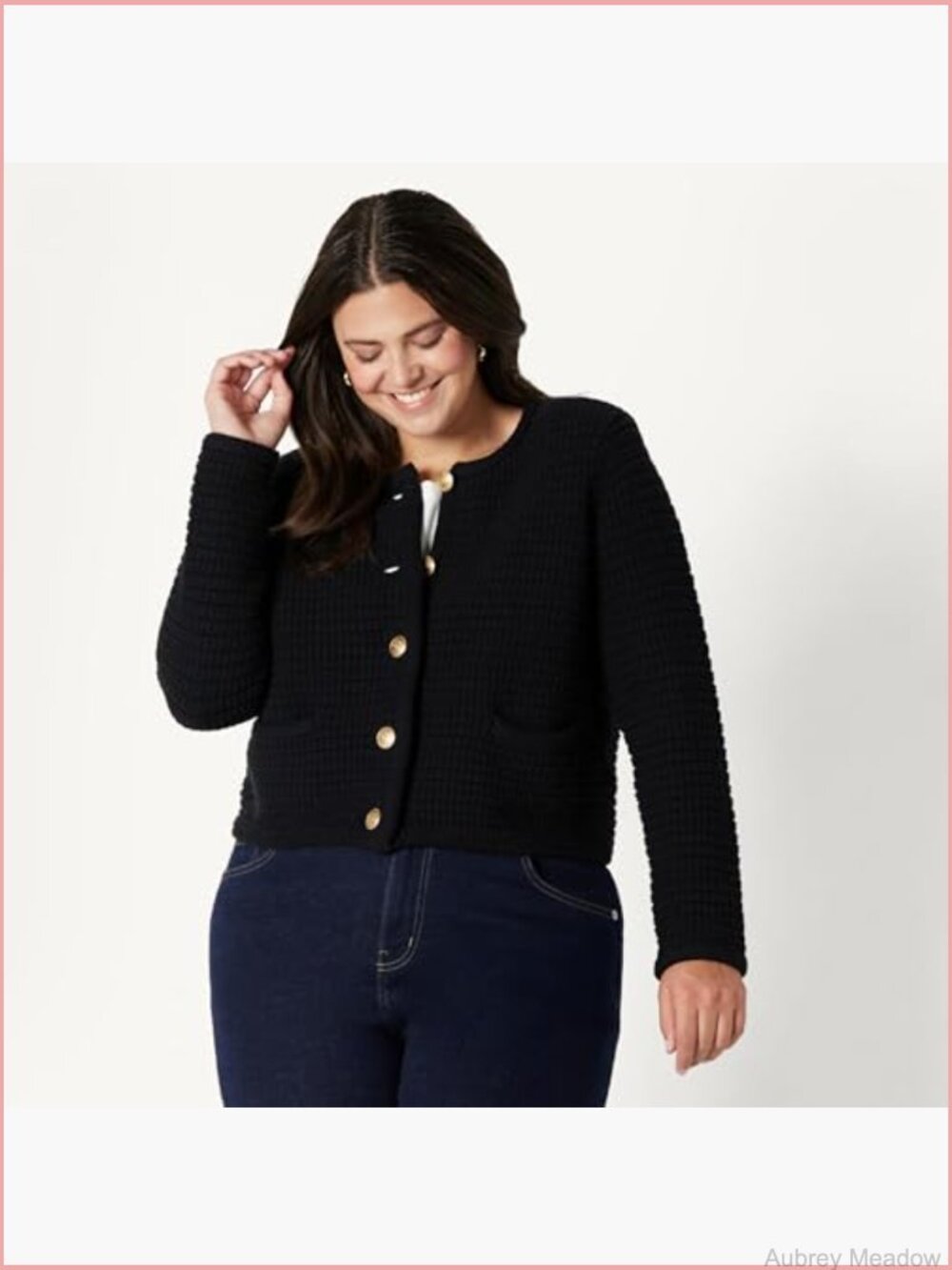 Women's Regular-Fit Midweight Cardigan Sweater Gold Buttons - Picture 3 of 7